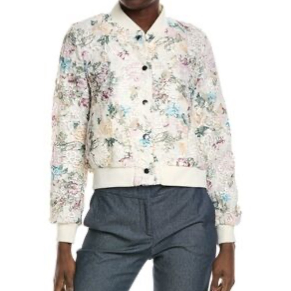 Nanette Lepore Pastel Floral Bomber Jacket